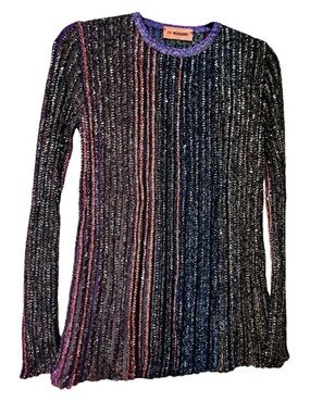 Missoni Black Multicolor Metallic Ribbed Top